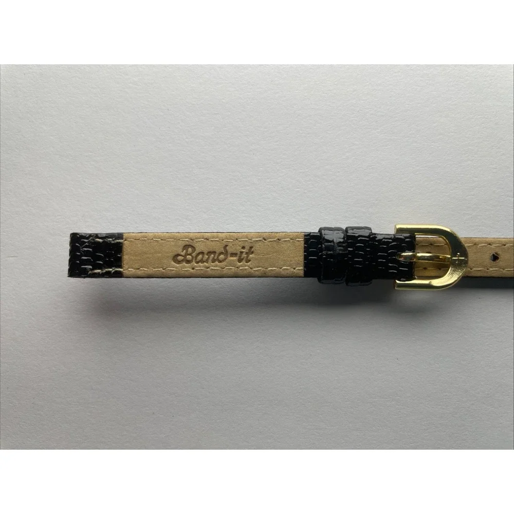 Band-it Watch‎ Band Strap 8mm 5/16 Lizard Grain Black Genuine Leather